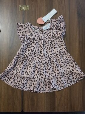 Ruffle Sleeve Leopard Print Girls Dress